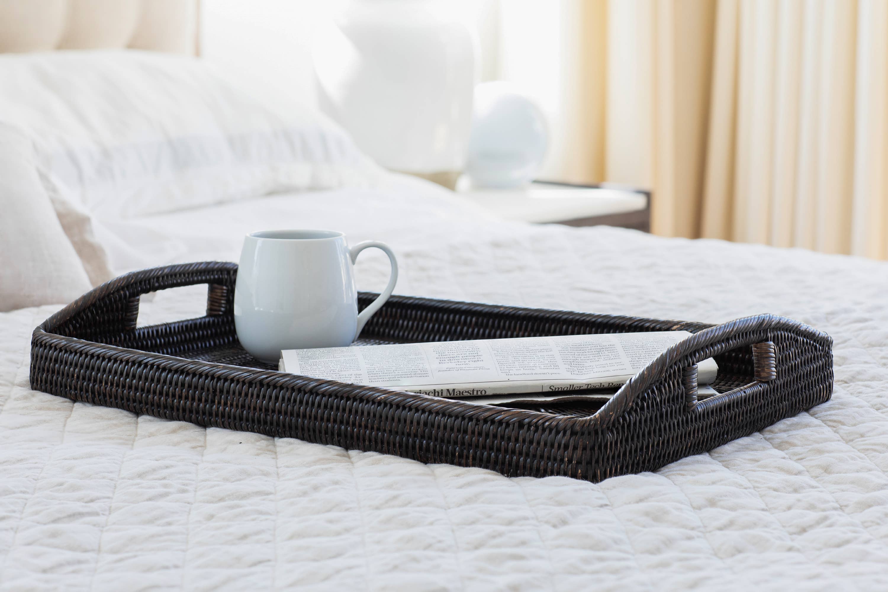 Artifacts Trading Company - Wholesale Serving Tray - Rectangular Rattan Serving Tray – High Handles10