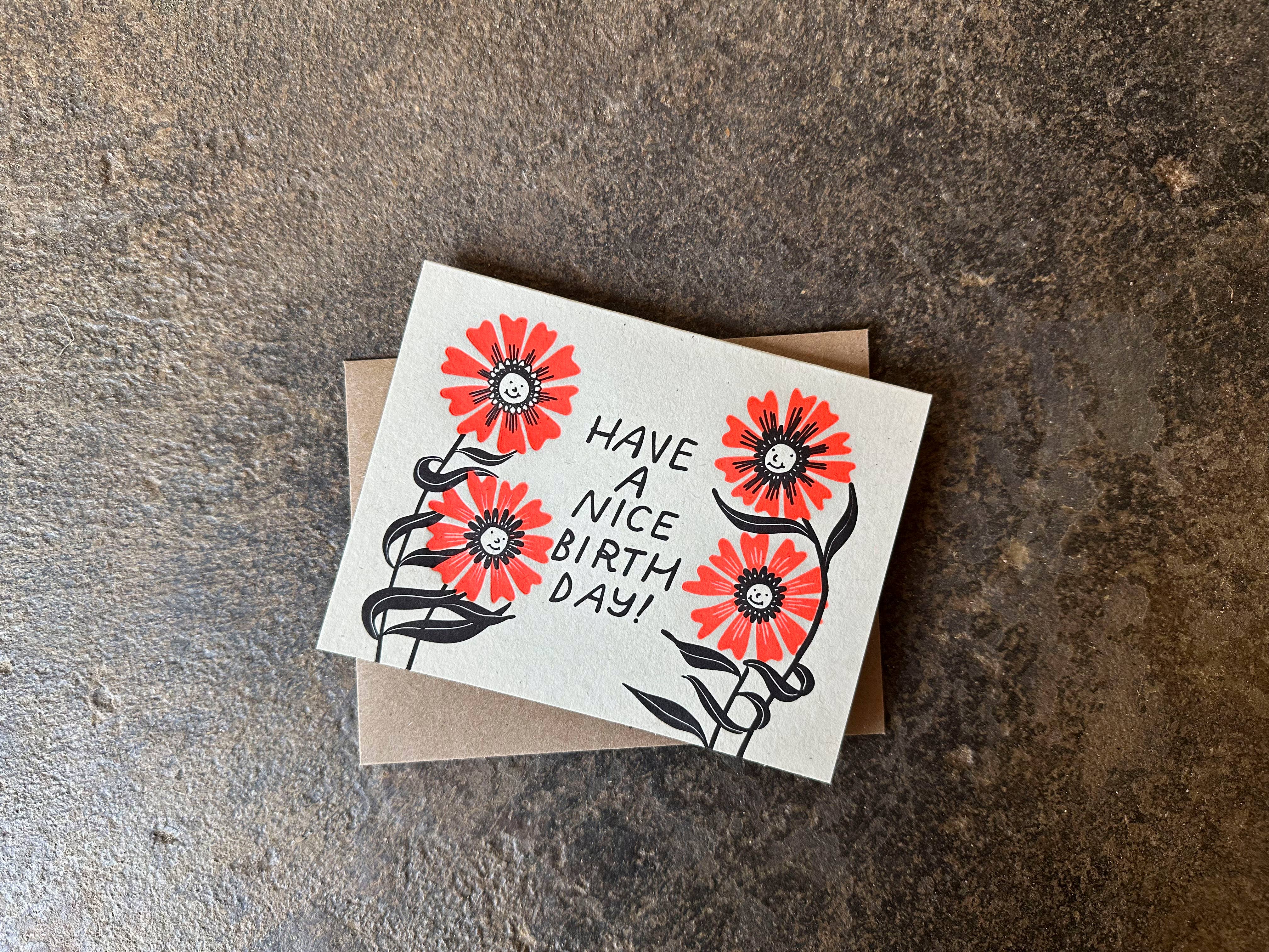 Ratbee Press - Wholesale Birthday Card - Birthday Flowers Letterpress Card5