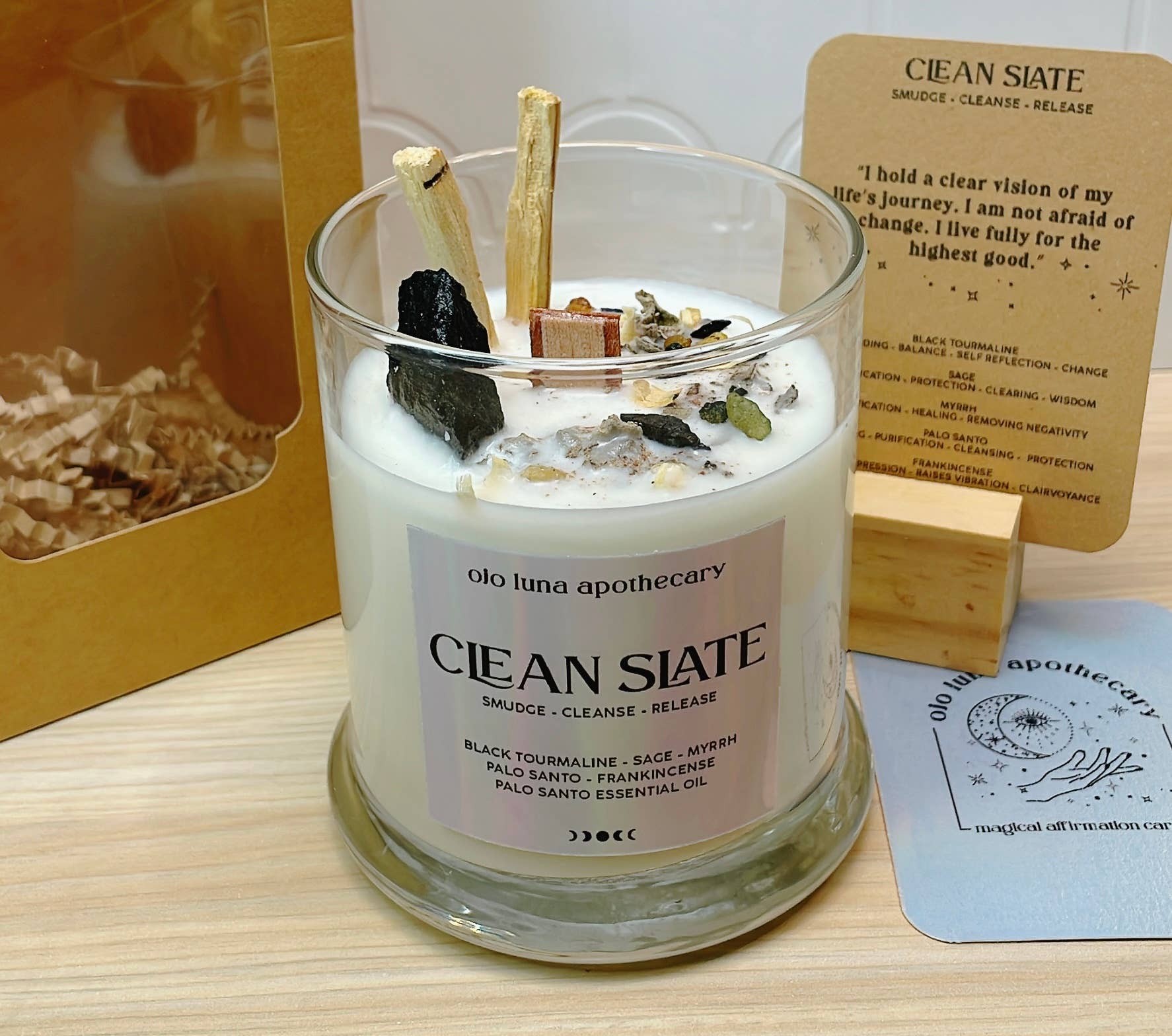 Ojo Luna Apothecary - Wholesale Jar/Filled Candle - Clean Slate Intention Candle2