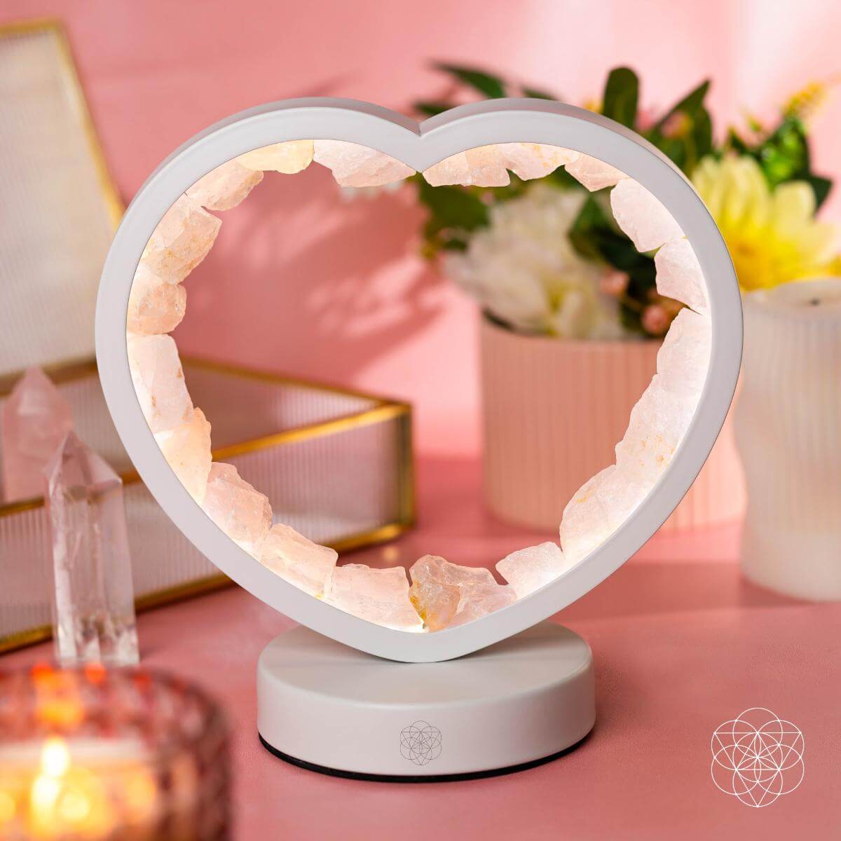 Conscious Items – wholesale Accent/desk lamp – Love Magnet - Rose Quartz Heart Lamp5