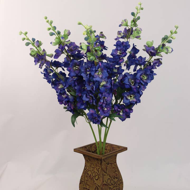 Larksilk - Wholesale Artificial Flowers - 36" Delphinium - Dark Blue Faux Flower