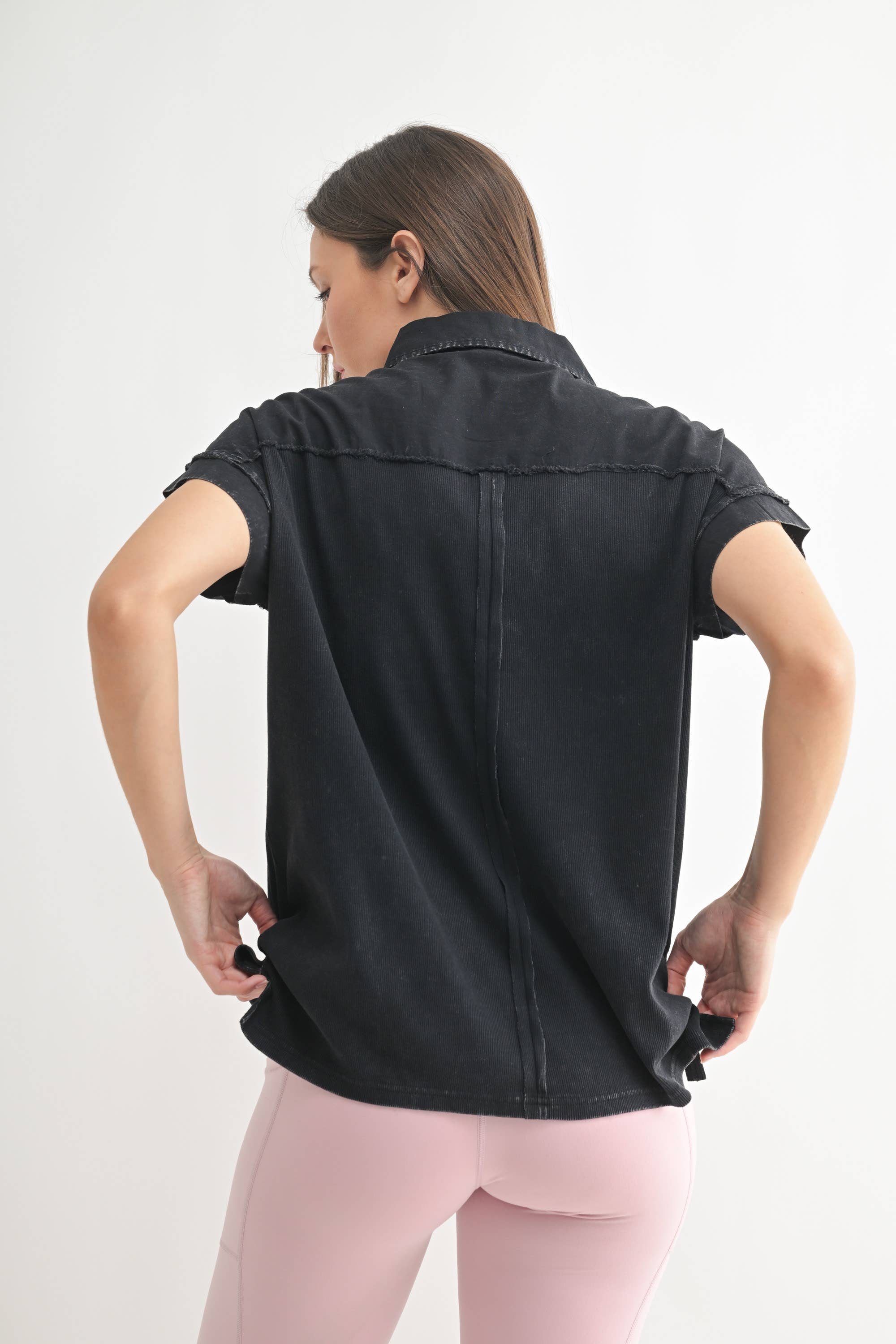 Mono B - Wholesale T-Shirt - Women's - Mineral Wash Half Button Tee10