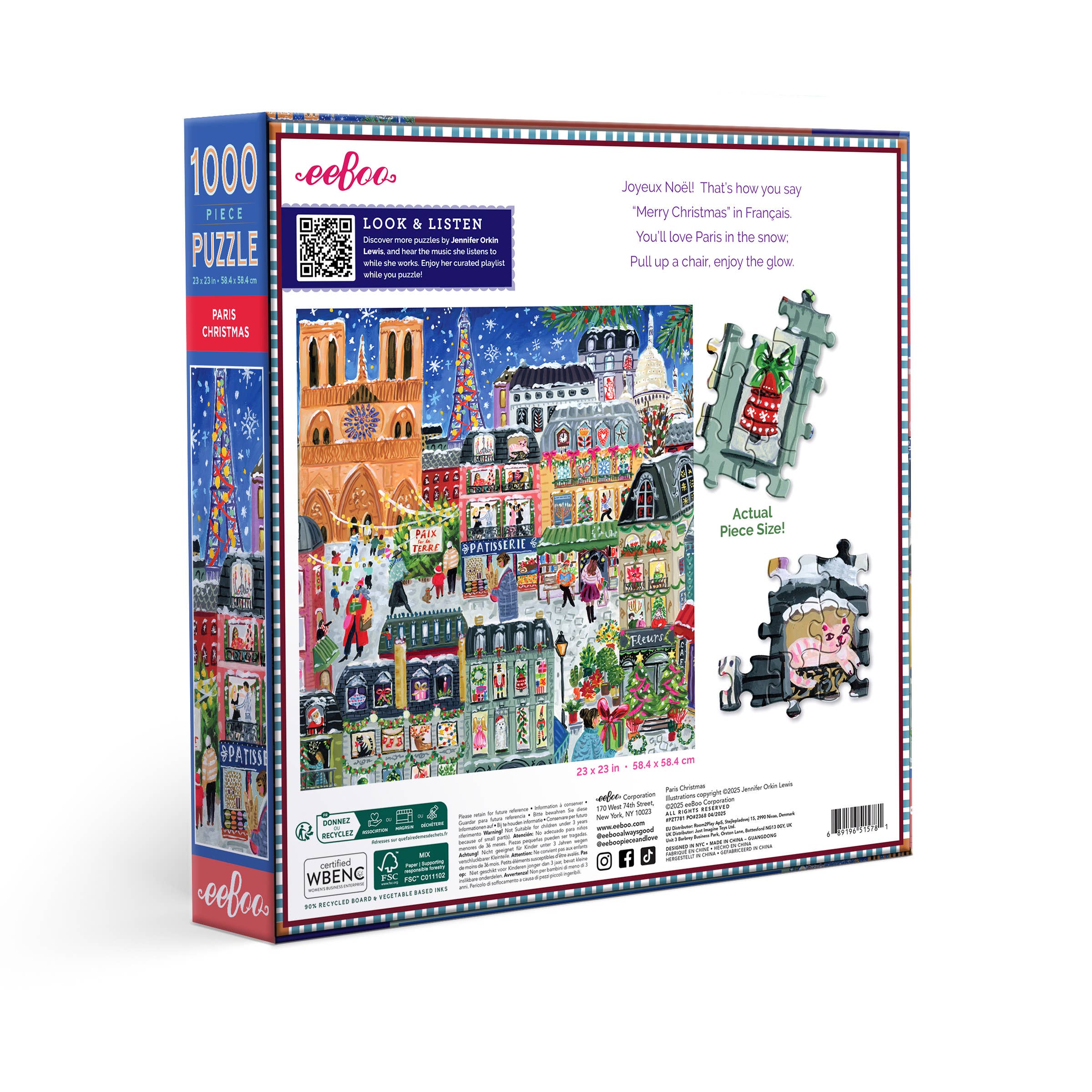 eeBoo - Vente Puzzle – adulte - Puzzle de 1000 pièces de Noël à Paris1