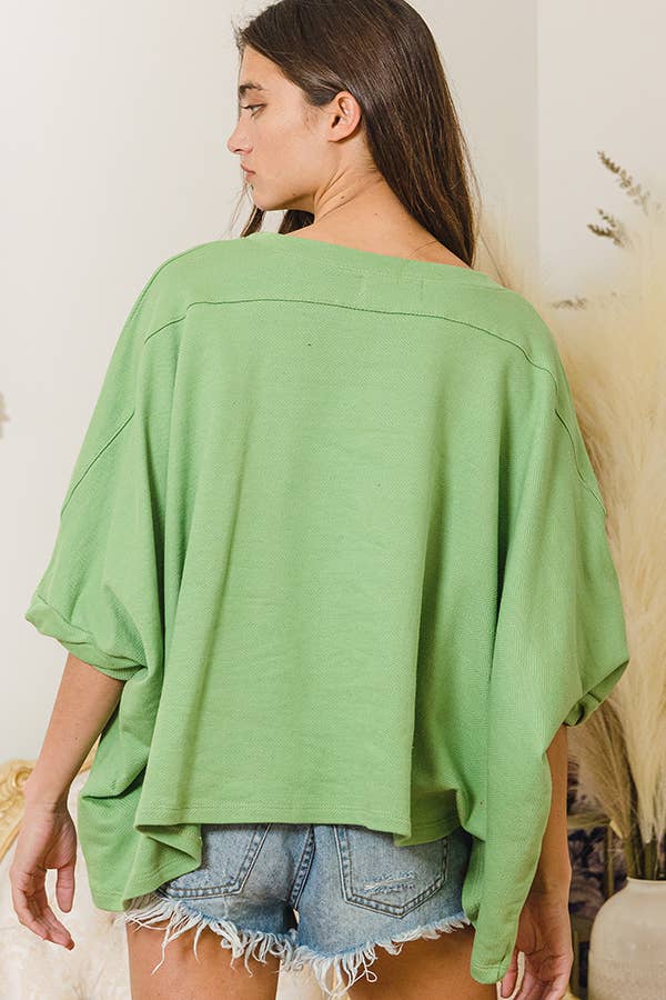 BUCKETLIST INC - Wholesale Knit Top - Women's - T1704D Solid French Terry Semi Crop Top12