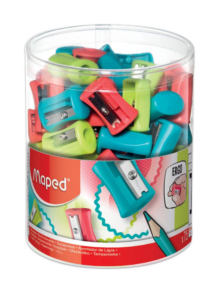 Vivo 1-Hole Compact Pencil Sharpener Display x75 for wholesale by Maped Helix USA