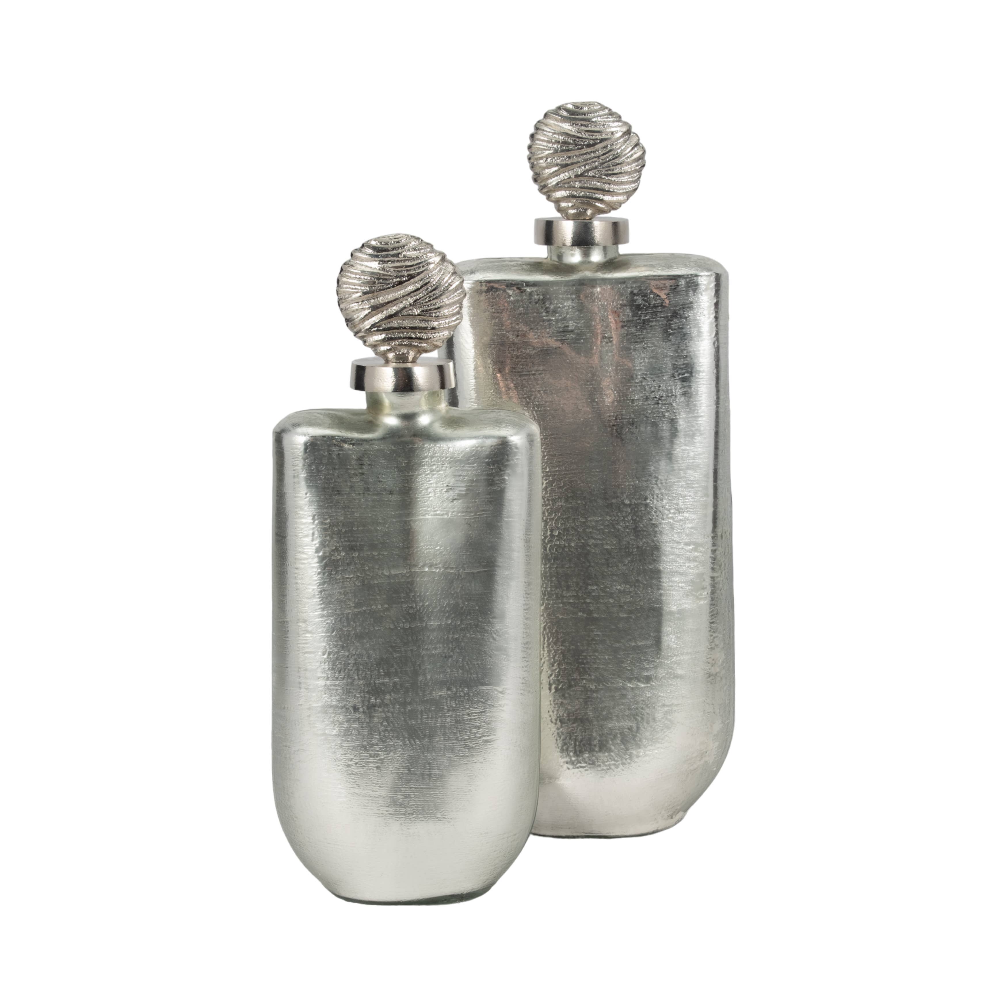 Sagebrook Home - Wholesale Decorative Jar - Glass Metallic Decorative Jar Orb Topper - Silver, 16 in.9