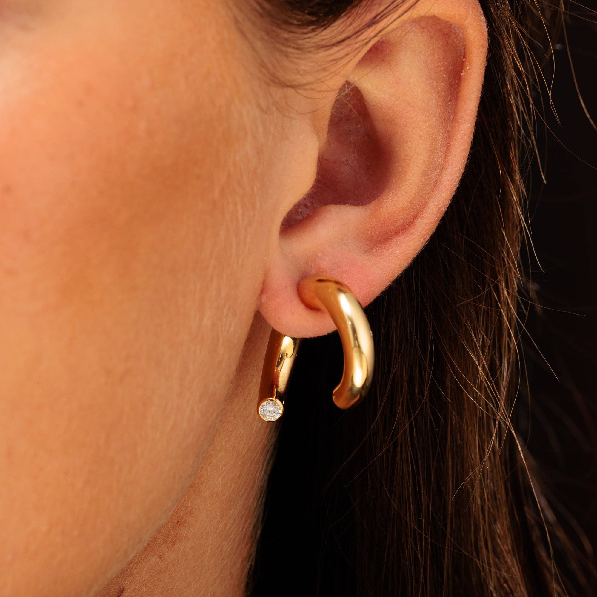 Scream Pretty - Recycled Sterling Silver Jewellery - Wholesale Single Earring - Sparkle Single Split Hoop Earring with Clear Stone4