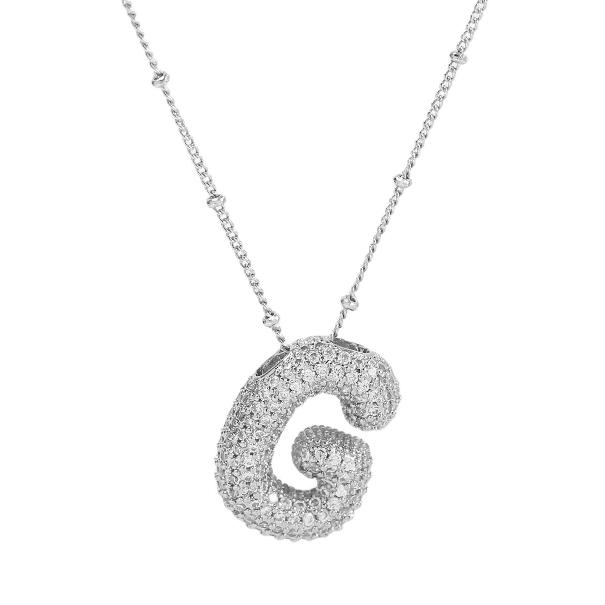 Savvy Bling – wholesale Hänge-/berlockhalsband – Initial CZ ballongbubbla sterling silver halsband6