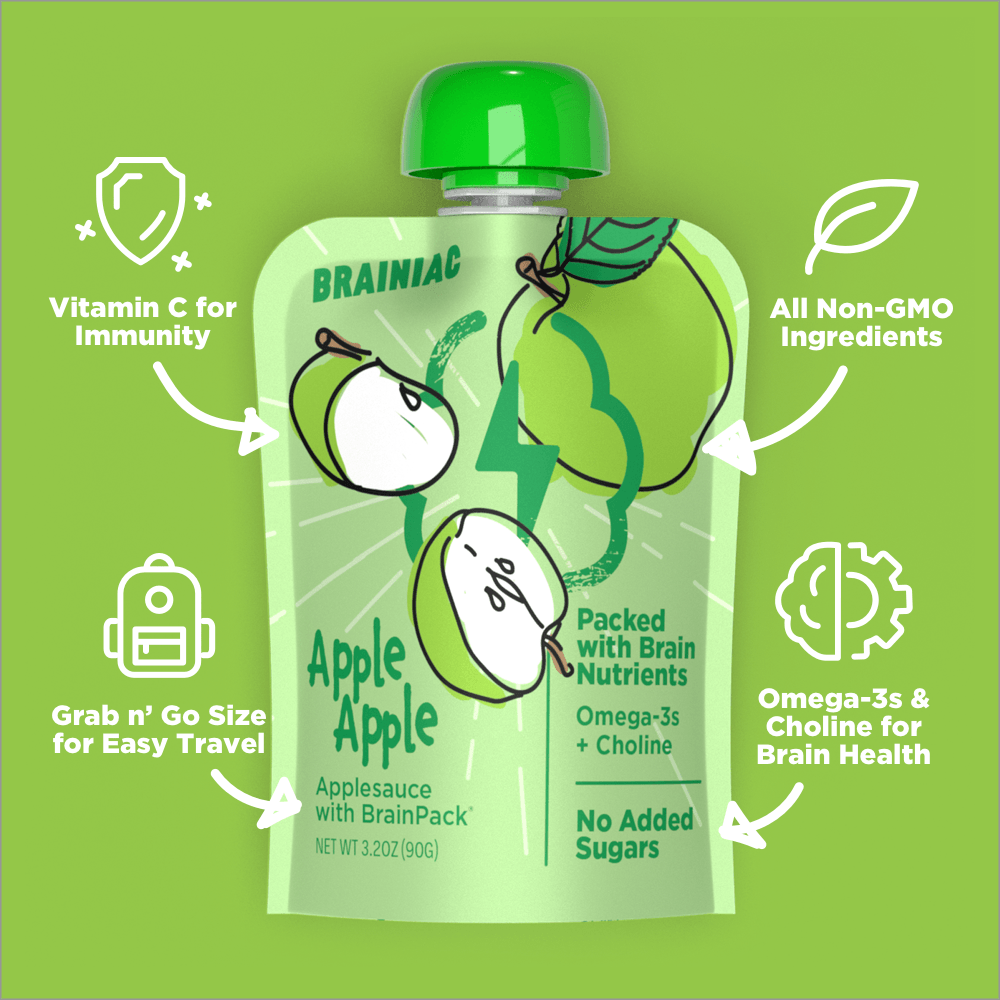 Brainiac - Wholesale Squeeze Snack Bag - Kids & Baby - 'Mega Apple Omega-3 Applesauce4
