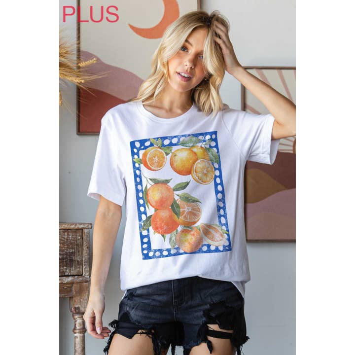 SUMMER ORANGES Plus Size Graphic Tee for wholesale by BLUME & CO.