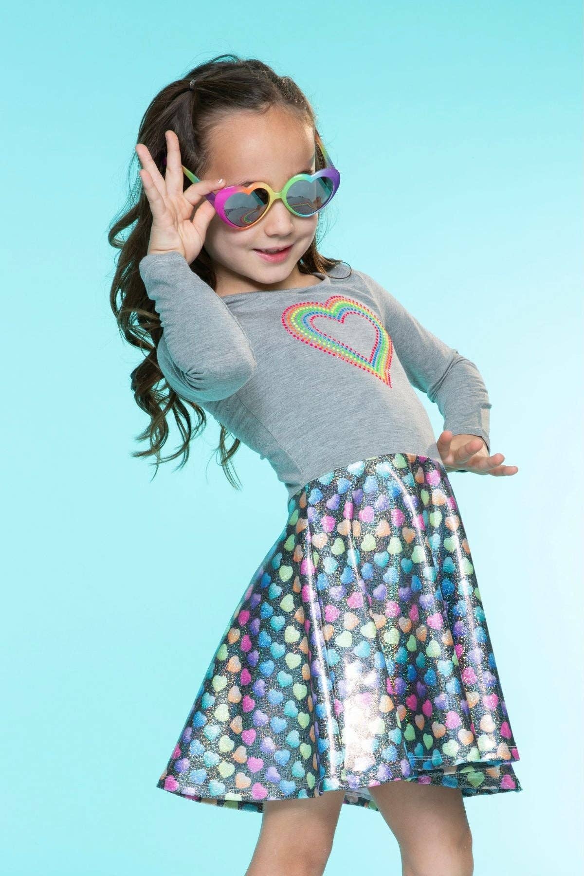 Rhinestone Candy Heart Specialty Long Sleeve Skater Dress for wholesale on Faire3