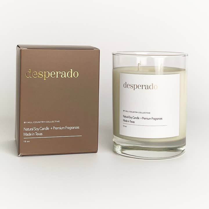 Hill Country Collective - Wholesale Jar/Filled Candle - Desperado | Leather + Tobacco | Elevated Soy Candle, 11oz1