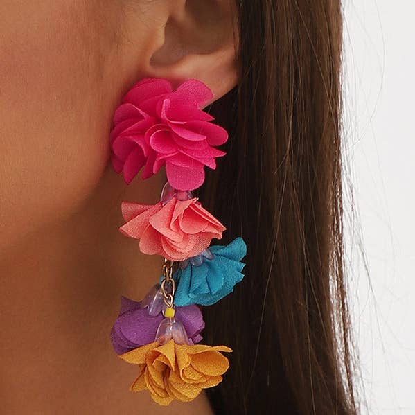UZ Wholesale Store - Wholesale Dangle Earrings - Flower Shape Drop Earrings Accessories - Colorful0