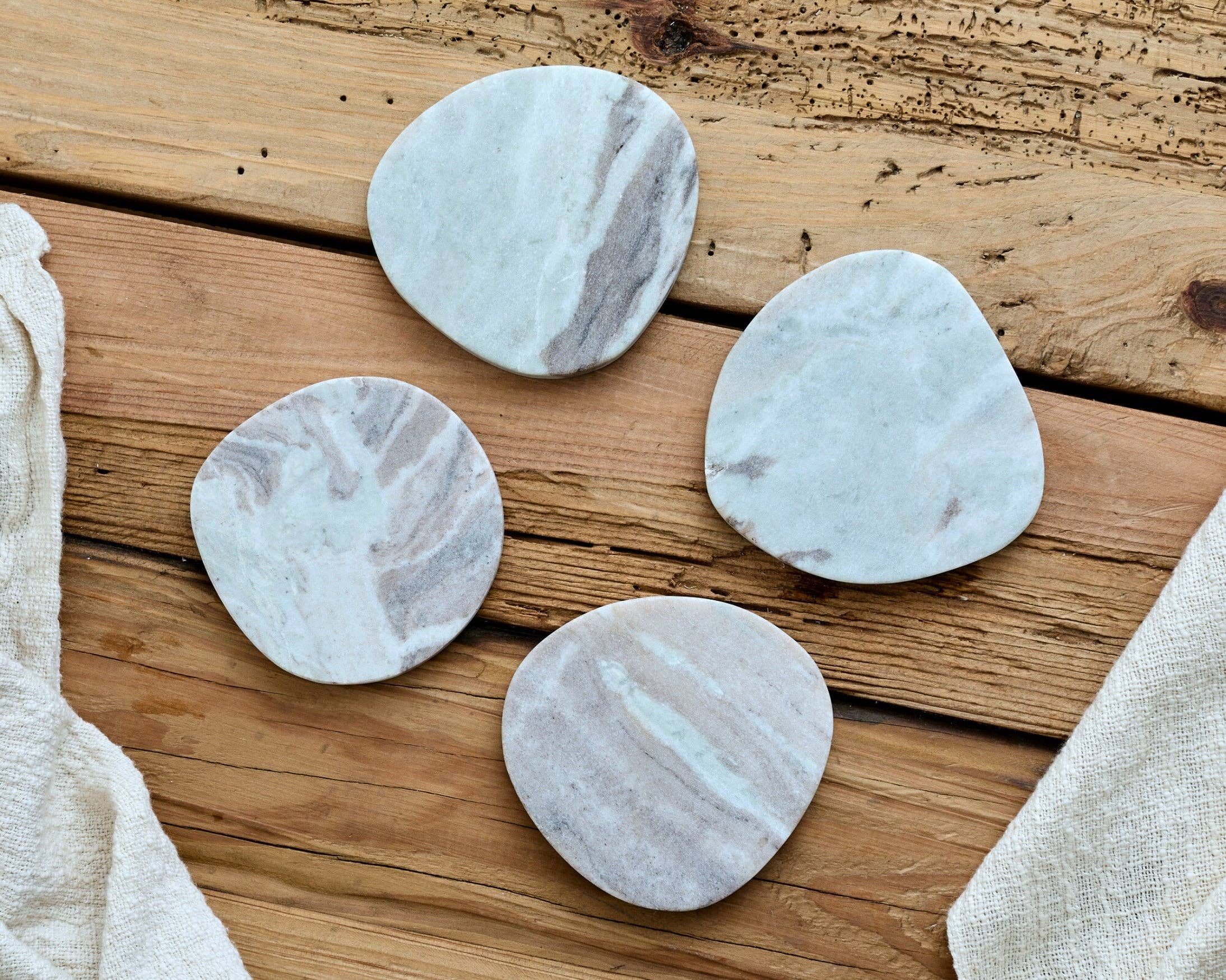 What a Host Home – wholesale Coasters – Amie Natural Polished Marble Coasters Irregular Shape2
