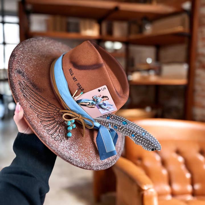 Wild Indigo - Wholesale Fedora - Women's - Hold My Halo Ombre Glitter Rancher Custom Hat