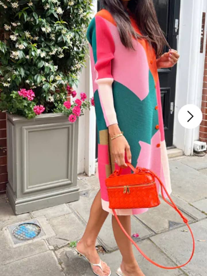 CY FASHION. LONDON - Wholesale Dress - Women's - Multi color print long sleeves Blazer Dress with buttons des
