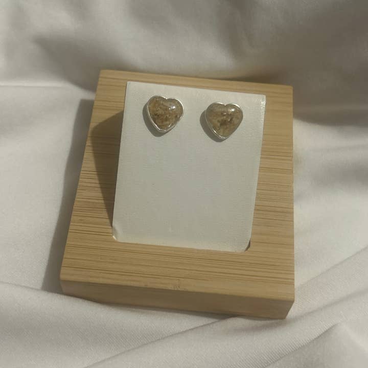 Crushed Lily of the Valley Heart Studs for wholesale by Chloe May Creations