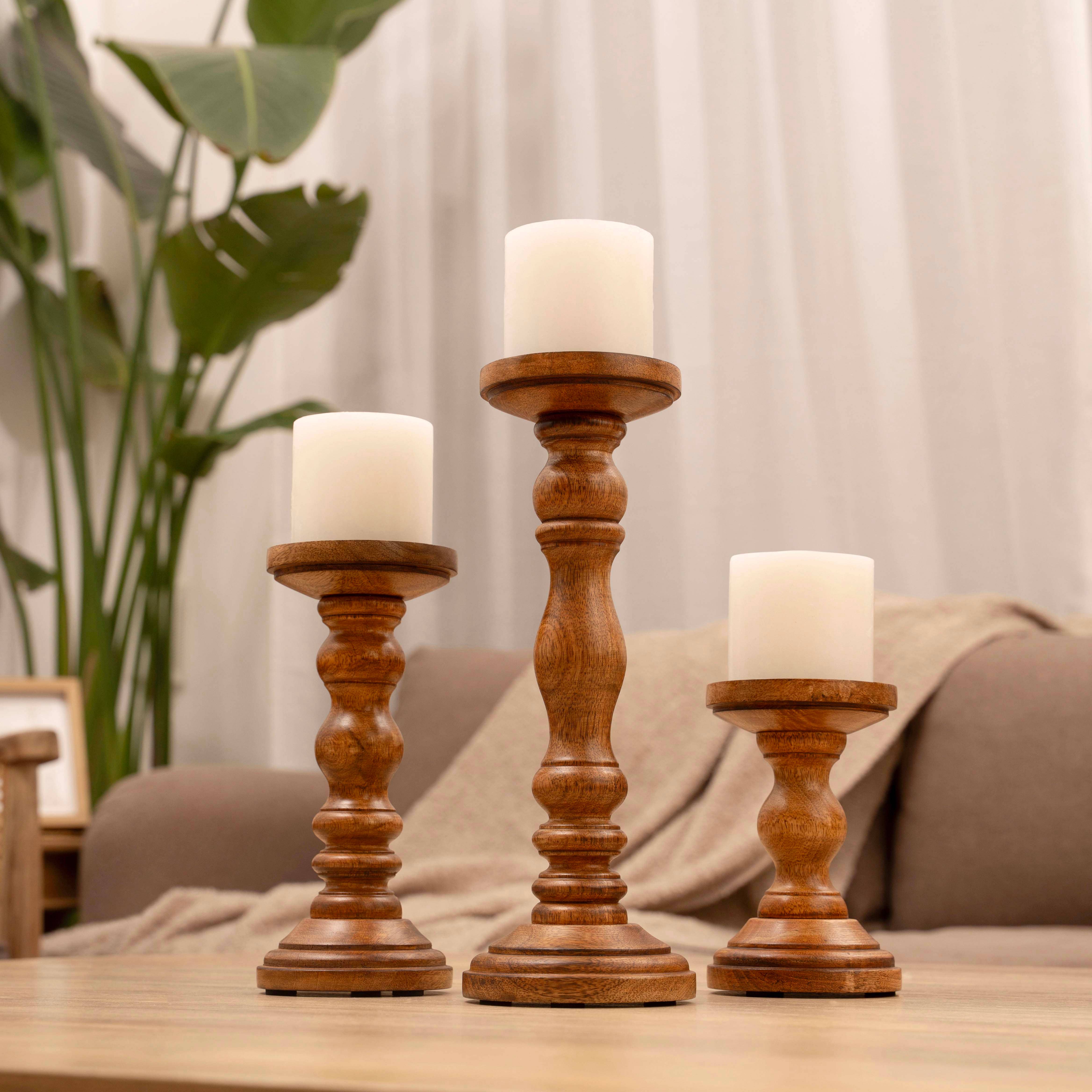 LuxeDesigns Co LLC - Wholesale Candle Holder - Wooden Candle Holders for Tall Pillar Candles Set of 38