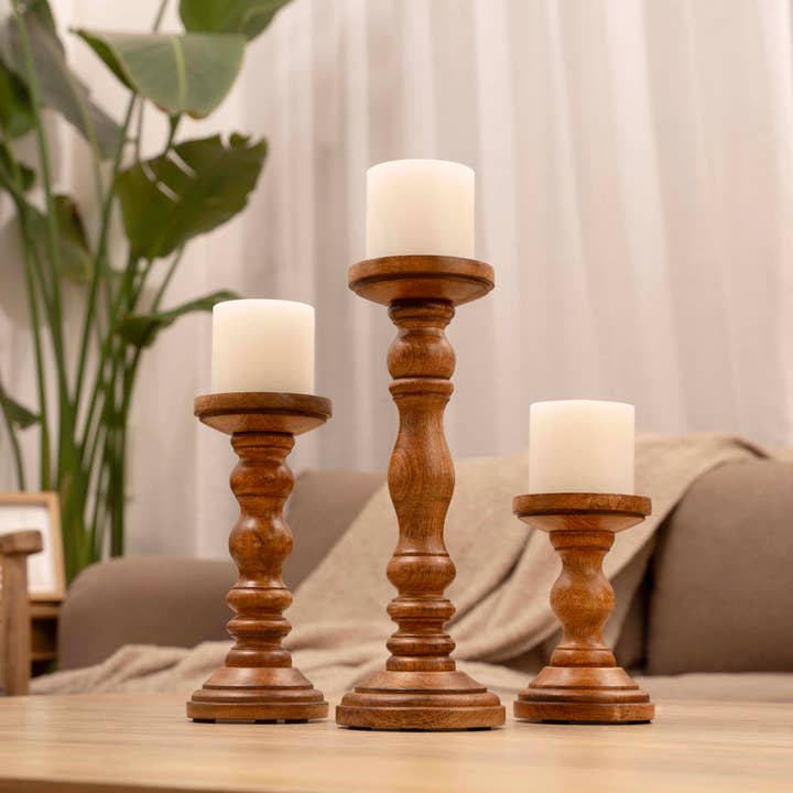 LuxeDesigns Co LLC - Wholesale Candle Holder - Wooden Candle Holders for Tall Pillar Candles Set of 38