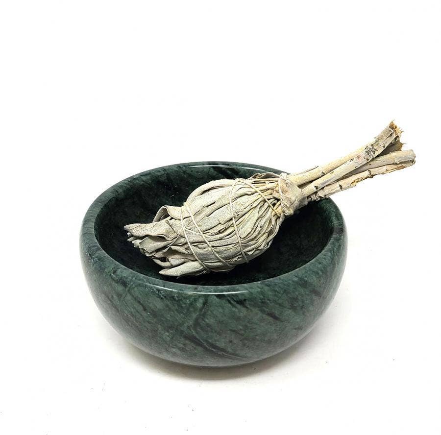 GREENROOTS USA LLC - Wholesale Incense Holder - Green Marble Bowl 4" Round X 2" High