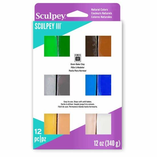 Zwajomi Clay - Venta al por mayor Kit de manualidades - Paquete múltiple de 12 piezas Sculpey III Naturals