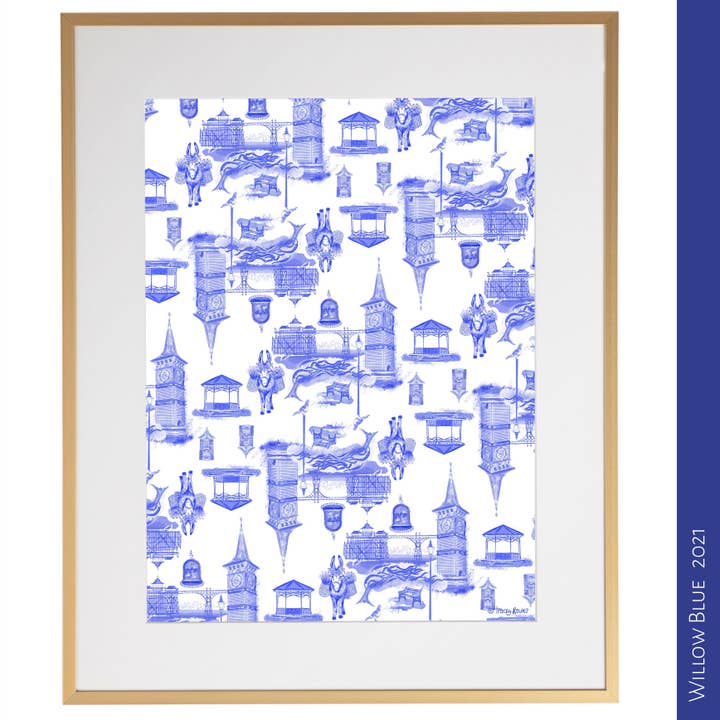 Willow Blue Wallpaper for wholesale by The Fine Artist