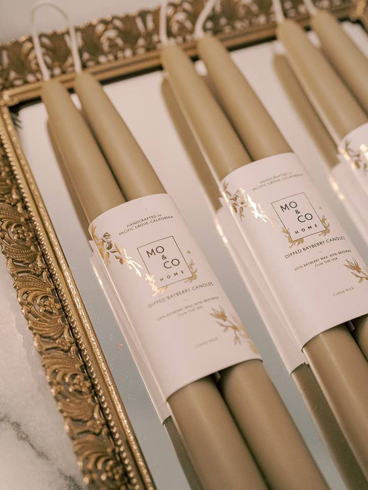 Limited Edition! Bayberry Dipped Taper Candles for wholesale by Mo&Co Home