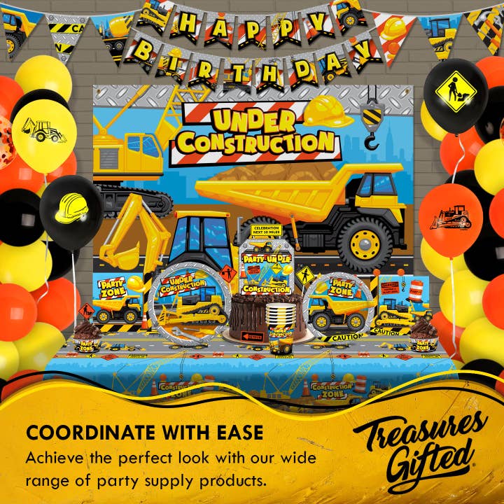 Treasures Gifted - Wholesale Party Sign/Banner - Construction Banner Pennant - Construction Party Supplies