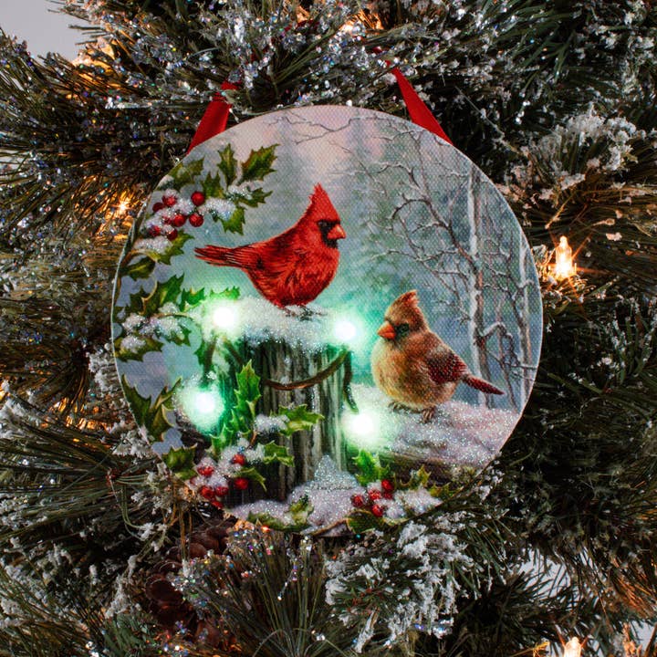Glow Decor - Wholesale Ornament - Winter Cardinals LED Ornament1