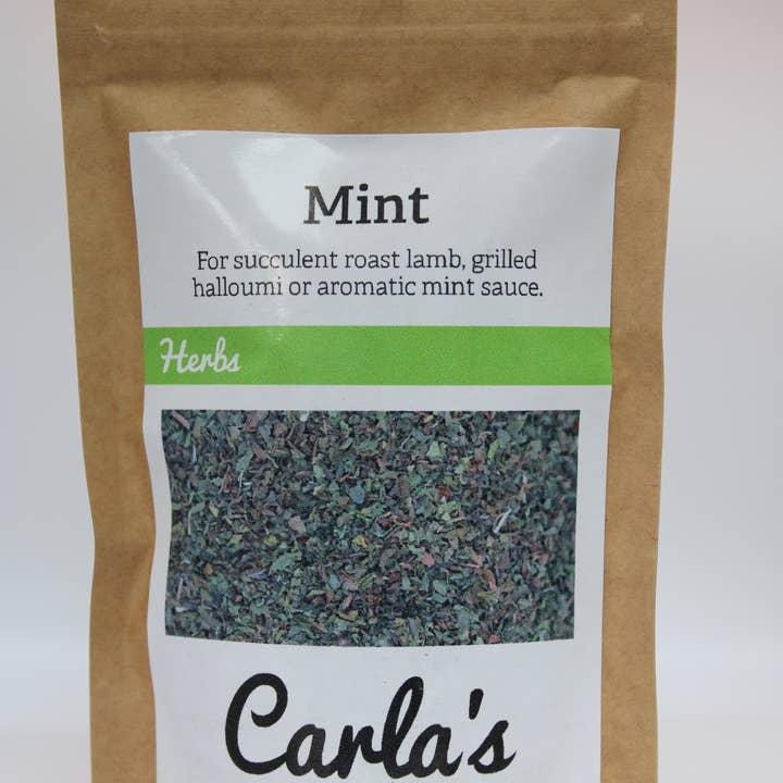 Carla's Foods Ltd - Venta al por mayor Especias secas - Menta seca Carla's Premium, 15 g de hierbas
