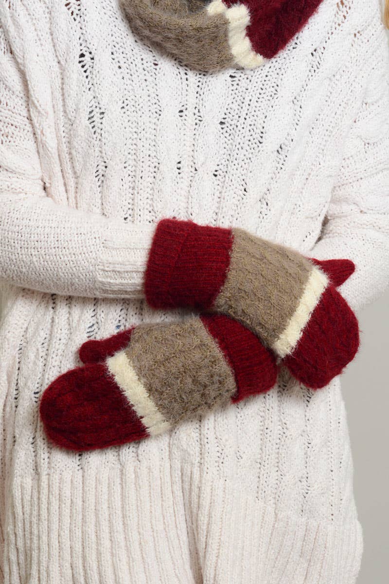 Leto Accessories - Wholesale Mittens - Women's - Ultra Soft Mohair Wide Stripe Mittens – Warm & Stylish❄️0