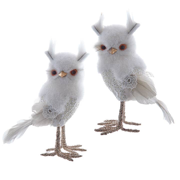 6.7"WHITE OWL W/FABRIC ACCENTS ORNAMENT 2A for wholesale by Kurt S. Adler, Inc.