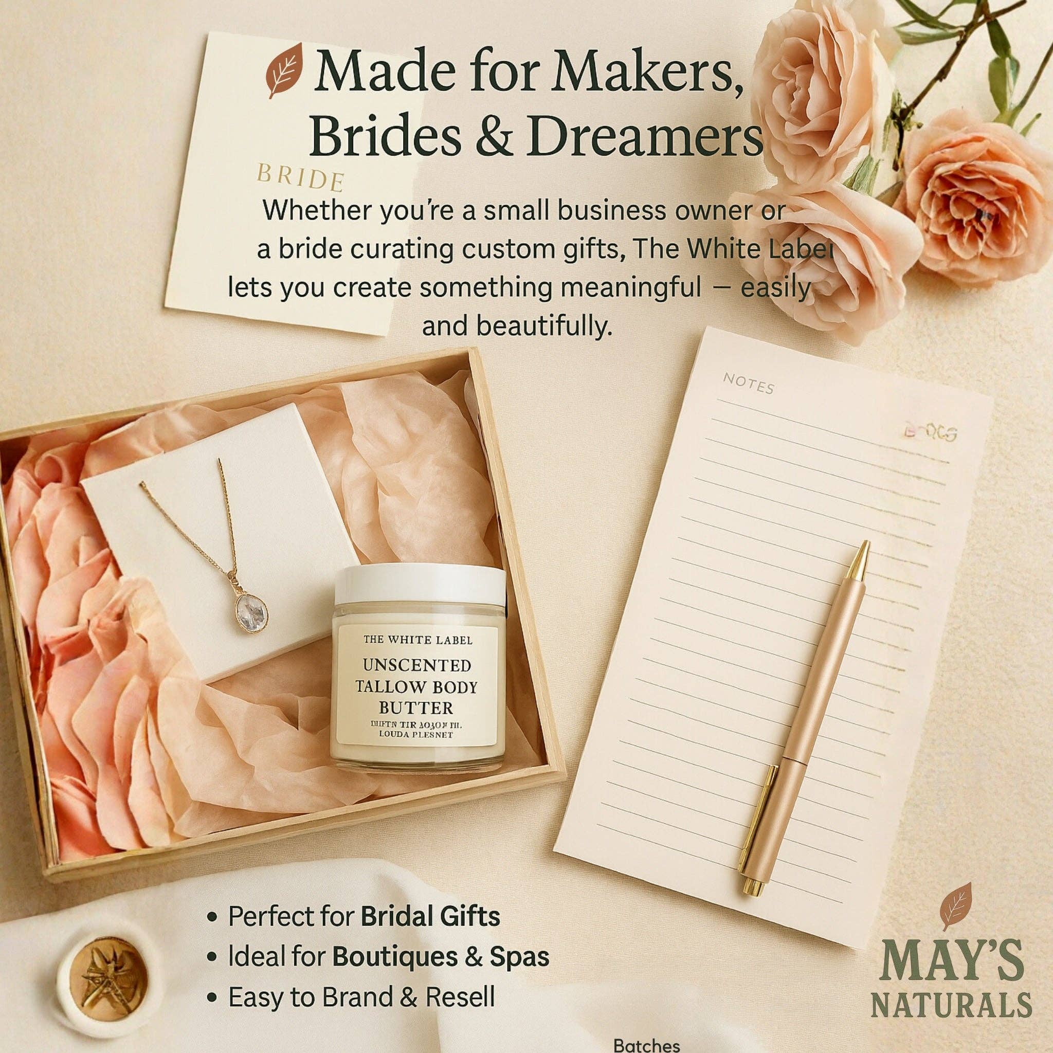 May's Naturals - Vente Baume/beurre pour le corps - Hydratant au suif fouetté à la vanille en marque blanche | Soins de la peau parfumés en marque privée par May's Naturals | Formule éprouvée pour les entrepreneurs3