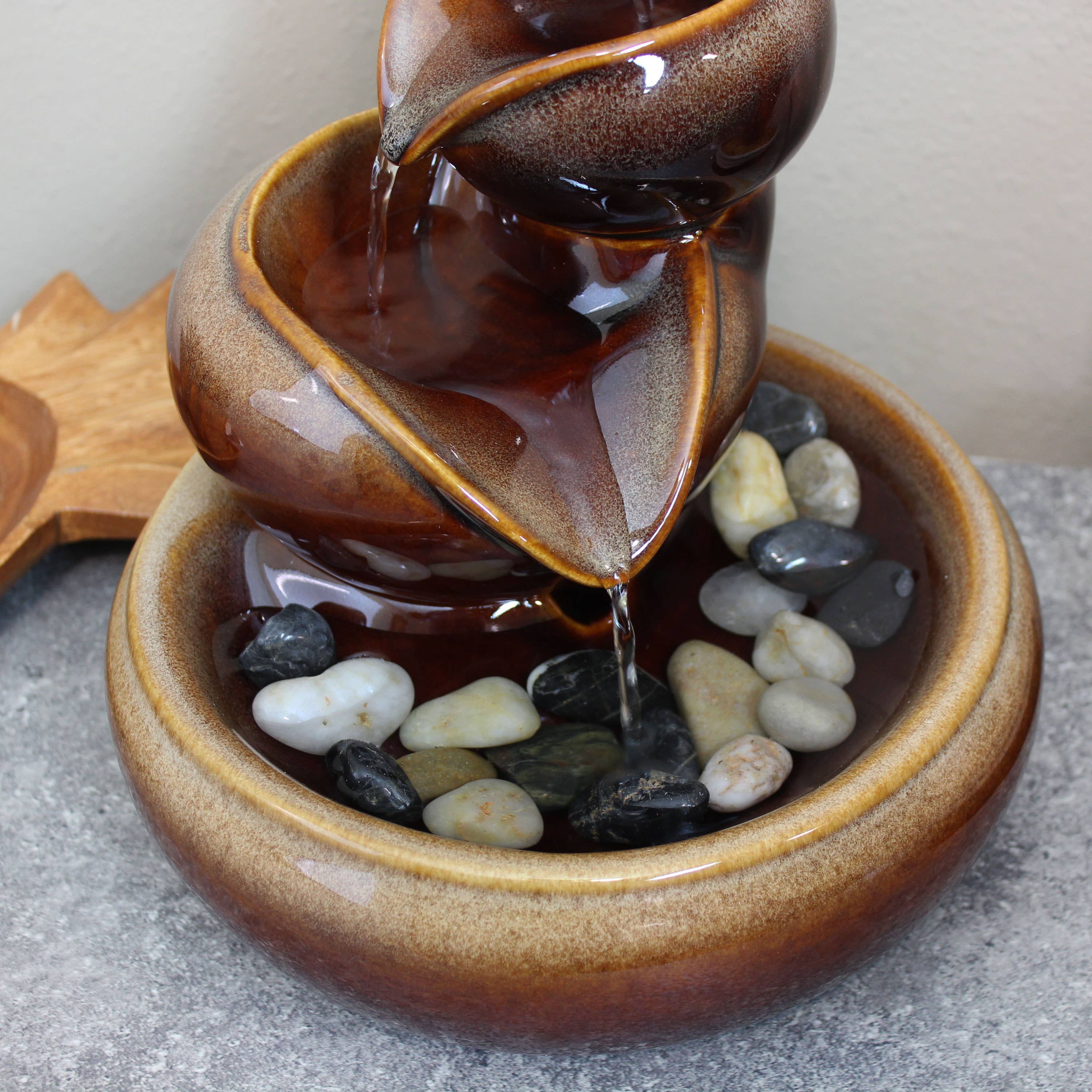 Sunnydaze Decor - Wholesale Decorative Tabletop Object - Tiered Vessels Ceramic Indoor Water Fountain - 10 in - Brown8