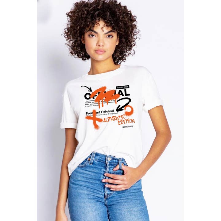 Nobrand - Wholesale Screen Printed T-Shirt - Women's - LETTER GRAPHIC WOMEN TEE3