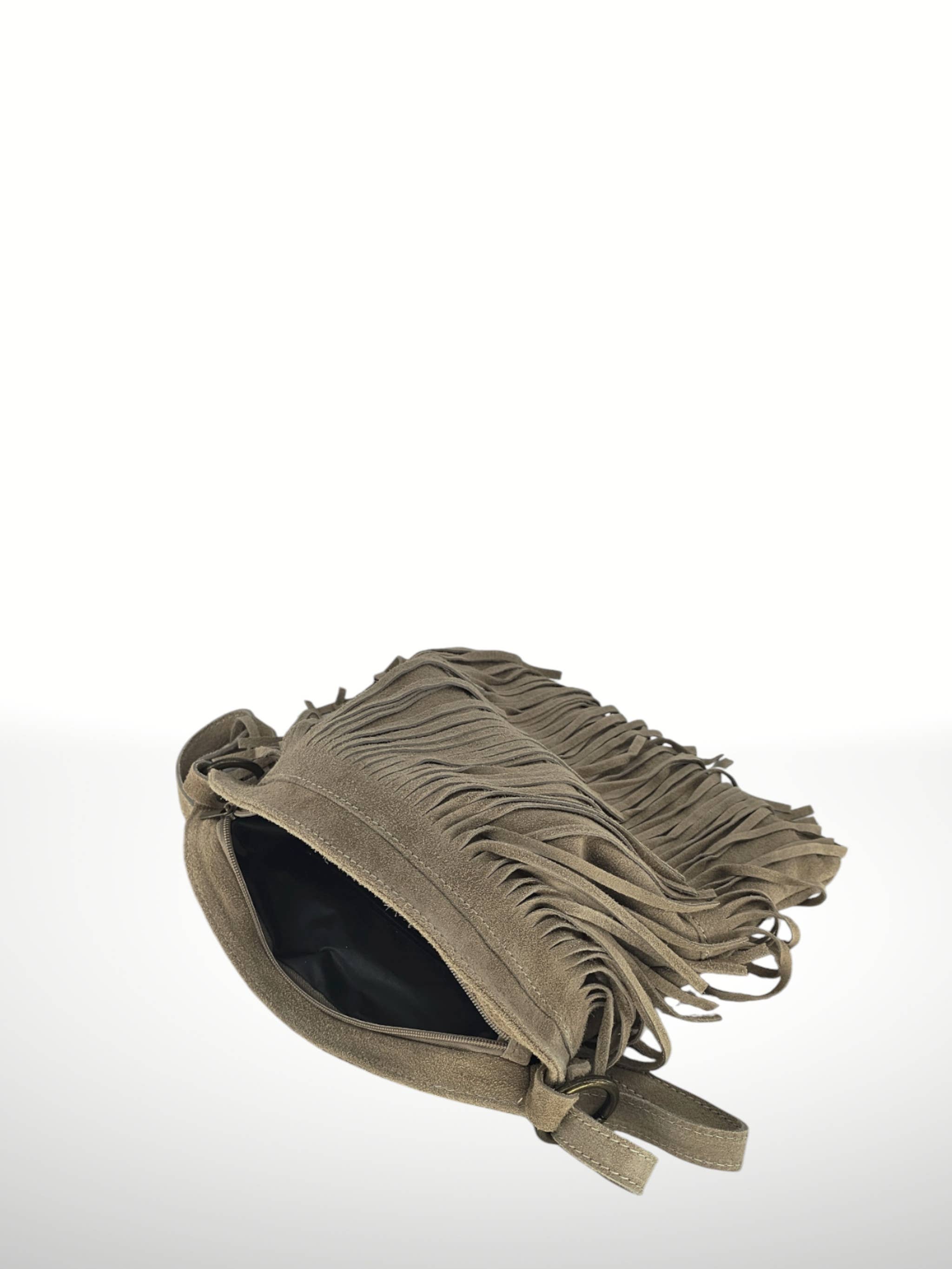 ITALIAN'S LEATHER - Wholesale Crossbodytas - Dames - Suède leren tas Cascade met franjes25