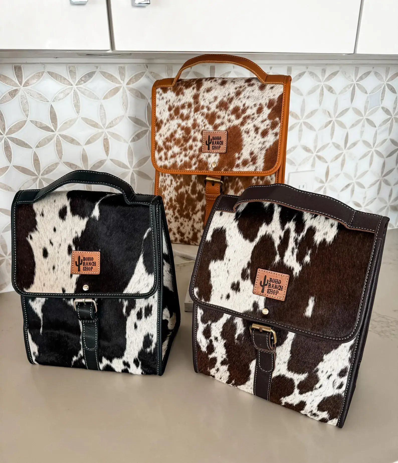Boho Ranch Shop - Wholesale Lunch Bag/Box - COWHIDE LUNCH BAG - Genuine Hair On cowhide | Leather 2