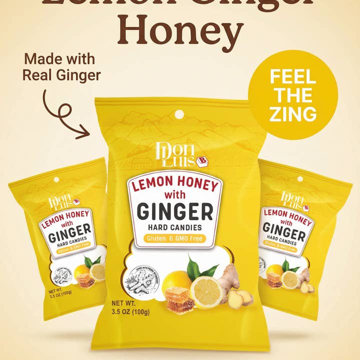 Don Luis Rebuçados Duros de Gengibre Limão Mel 100g 3,5 oz 3 embalagens por atacado de Constanza F&B