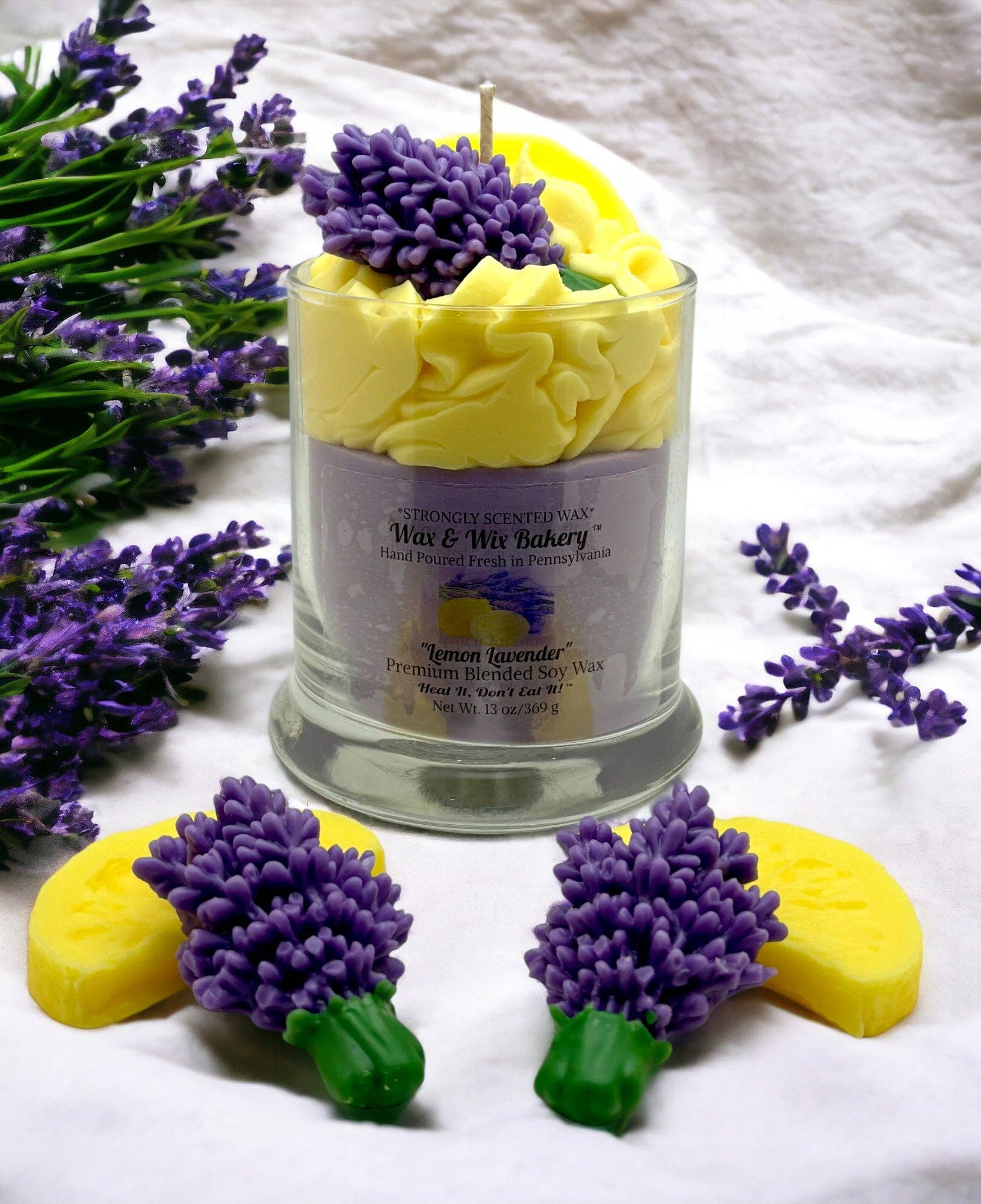 Wax and Wix Bakery® - Wholesale Jar/Filled Candle - Lavender Lemon Soy Candle. Large 13 oz. Soy Candle.