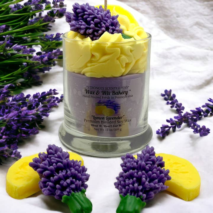 Wax and Wix Bakery® - Wholesale Jar/Filled Candle - Lavender Lemon Soy Candle. Large 13 oz. Soy Candle. 0