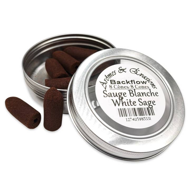 Encens -Cônes à reflux -Sauge blanche -8 cônes pour la vente par Arômes & Évasions