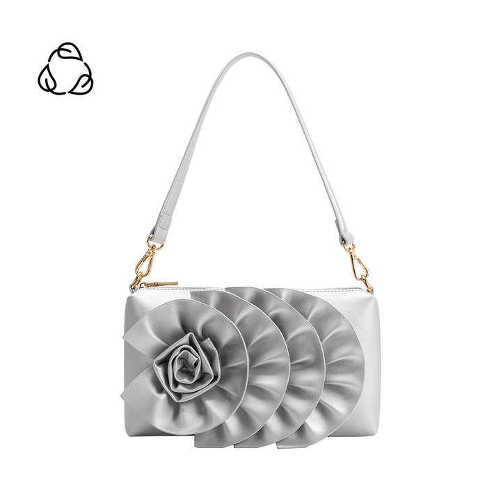 Florence Silver Recycled Vegan Shoulder Bag for wholesale by Melie Bianco