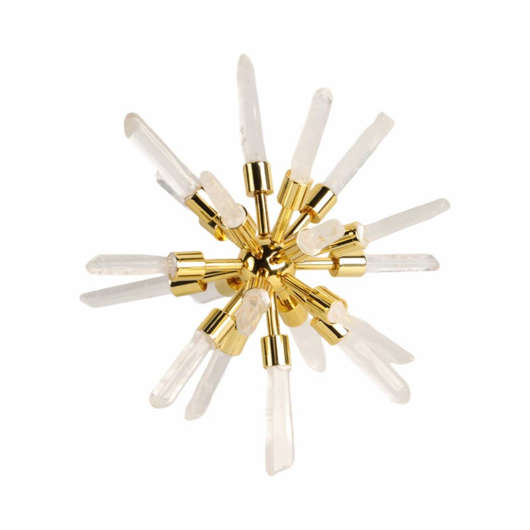 Sagebrook Home - Wholesale Decorative Tabletop Object - Metal Glass Small Crystal Starburst Statuary - Gold, 8 in.8