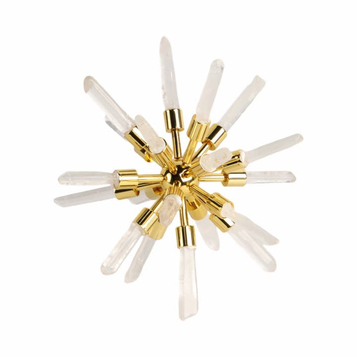 Sagebrook Home - Wholesale Decorative Tabletop Object - Metal Glass Small Crystal Starburst Statuary - Gold, 8 in.8