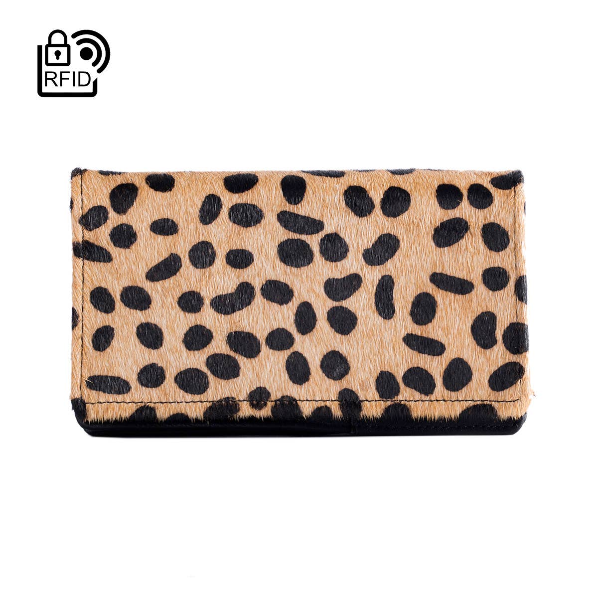 Arrigo - Wholesale Wallet - Women's - Leather Ladies Wallet RFID Black Leather Animal Print Fur7