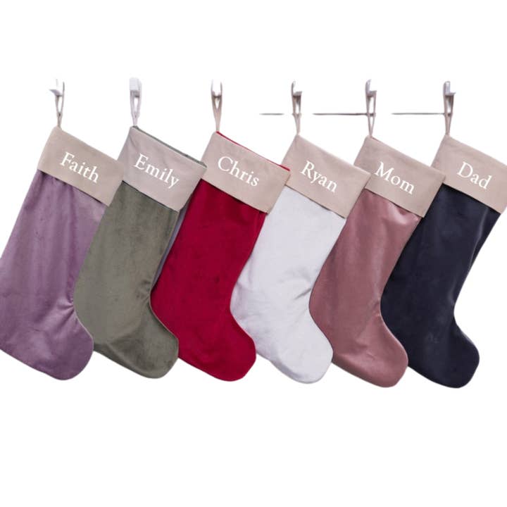 DallasTextile - Wholesale Holiday Stocking - Cotton Cuff Personalizable Christmas Velvet Stockings