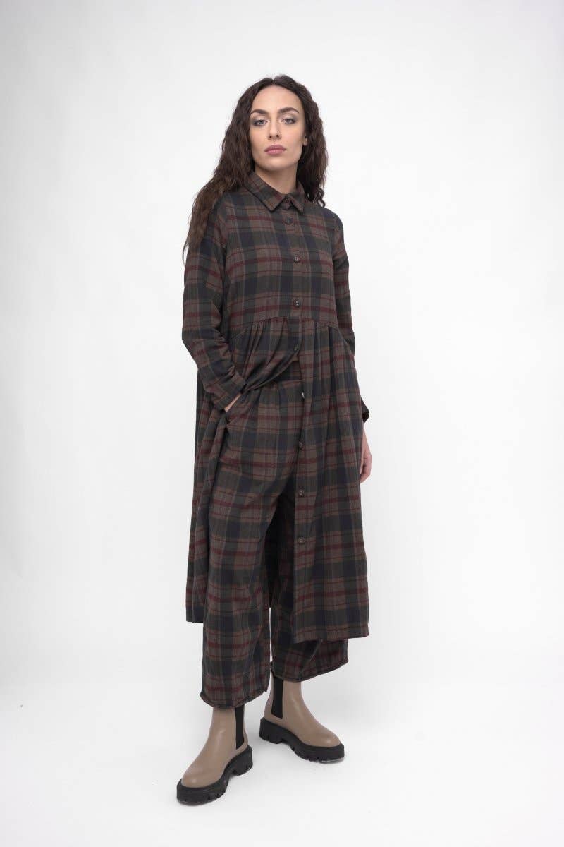 Baci & Amici Fashion - US Continental - Wholesale Dress - Women's - Cotton Plaid Tiered Waist Dress8