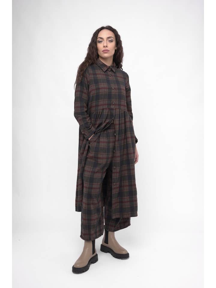 Baci & Amici Fashion - US Continental - Wholesale Dress - Women's - Cotton Plaid Tiered Waist Dress8