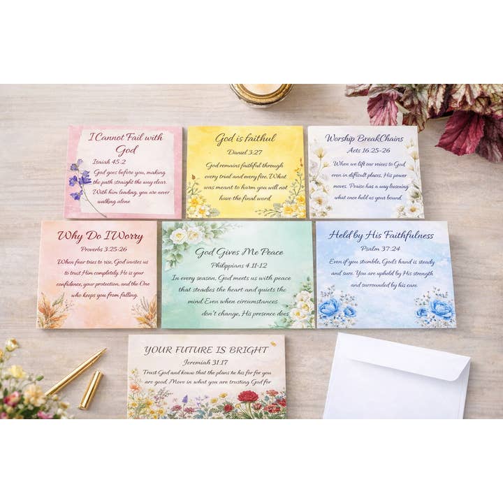 Ensemble de 7 cartes d'encouragement Haven Collection pour la vente par Floral Haven Paper Co.