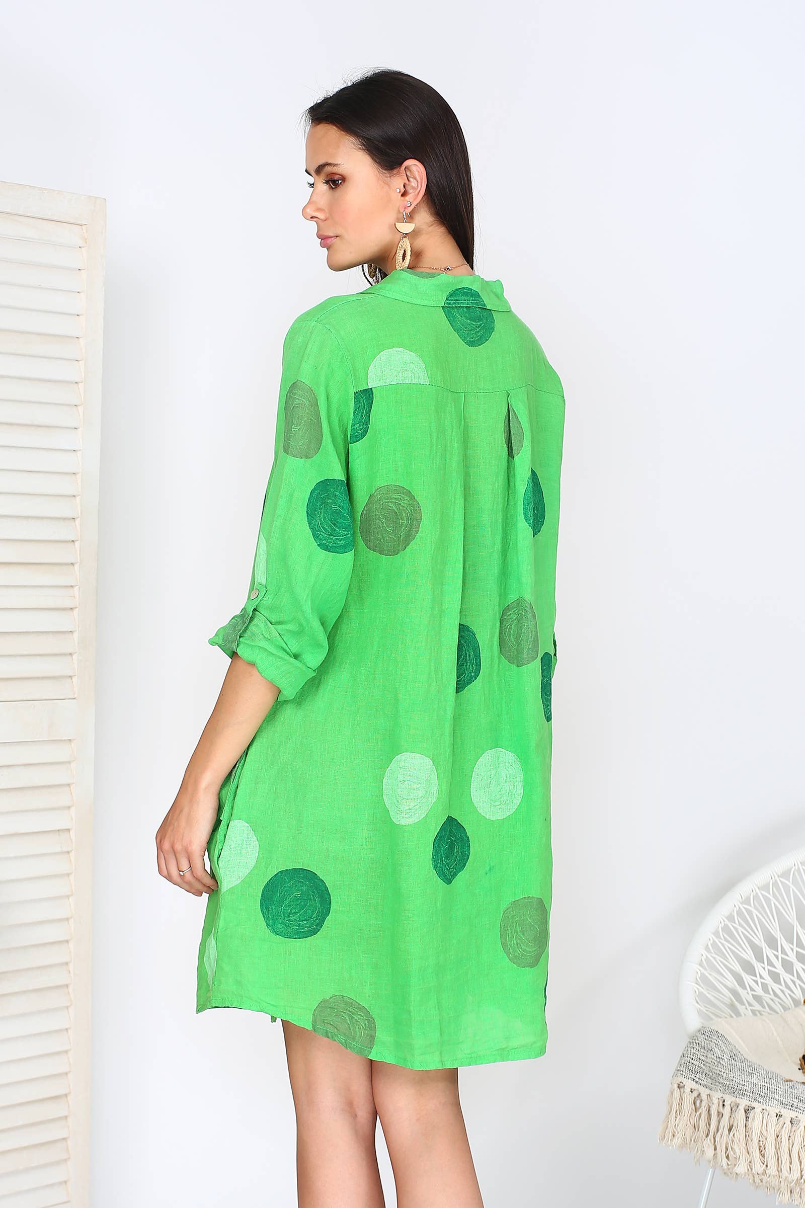 ORNELLA PARIS – Großhandel Kleid – Damen – LEL-R197A Leinenkleid3